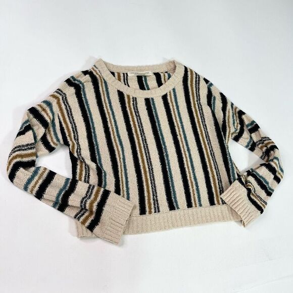 Salt Water Luxe Sweater Womens XS Cream & Black Striped Beachy Knitted Pullover - Picture 1 of 9